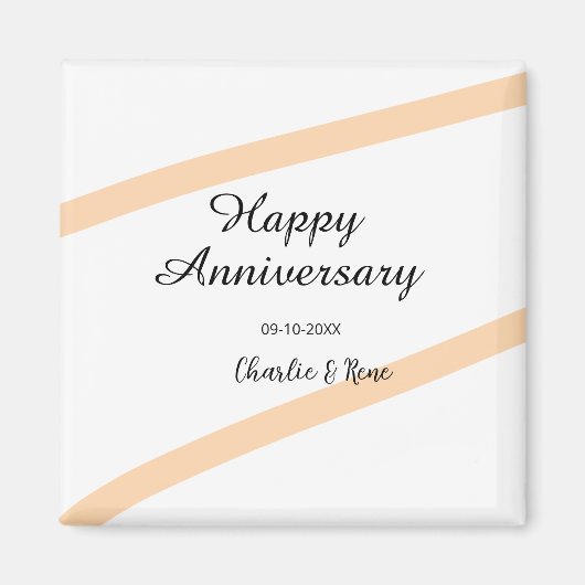 オレンジのパステルラインの結婚記念日 名前入り マグネット (正面)