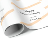 オレンジのパステルラインの結婚記念日 名前入り ラッピングペーパー (ロールコーナー)
