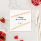 オレンジのパステルラインの結婚記念日 名前 スタンダードカクテルナプキン (インサイチュ)