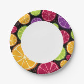 オレンジのパターンと背景 ペーパープレート (正面)