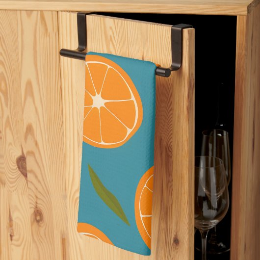 オレンジのパターン背景をスライス キッチンタオル (三つ折り)