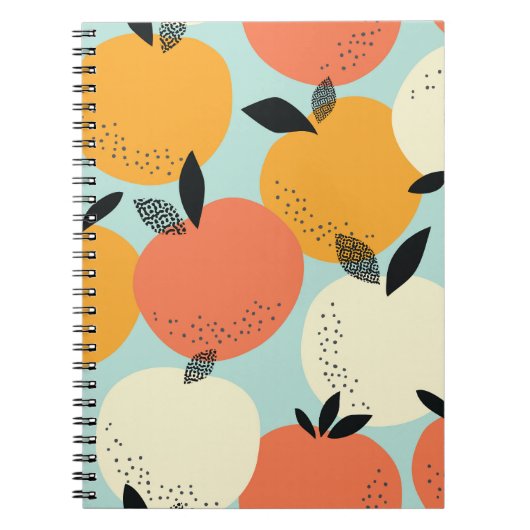 オレンジのパターン鮮やか：シームレスデザイン。 ノートブック (正面)