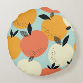 オレンジのパターン鮮やか：シームレスデザイン。 ラウンドクッション (裏面)