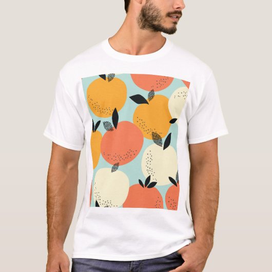 オレンジのパターン鮮やか:シームレスデザイン。 Tシャツ (正面)