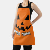 オレンジのパンプキンにハロウィーン用の名前を入れよう エプロン (インサイチュ)
