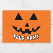 オレンジのパンプキンに名前入りハロウィンデザイン フードラベル (シングルラベル)