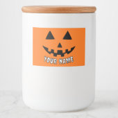 オレンジのパンプキンに名前入りハロウィンデザイン フードラベル (正面)