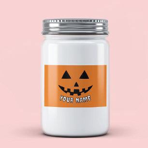 オレンジのパンプキンに名前入りハロウィンデザイン フードラベル