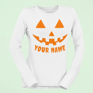 オレンジのパンプキンに名前入りハロウィンデザイン Tシャツ