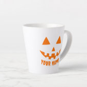 オレンジのパンプキンに名前入りハロウィーン グッズ カフェラテマグ (右アングル)