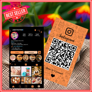 オレンジのパン屋InstagramシェフスイーツケータリングQR 名刺