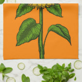 オレンジのヒマワリ キッチンタオル (折り畳み)