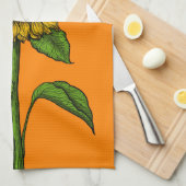 オレンジのヒマワリ キッチンタオル (四つ折り)