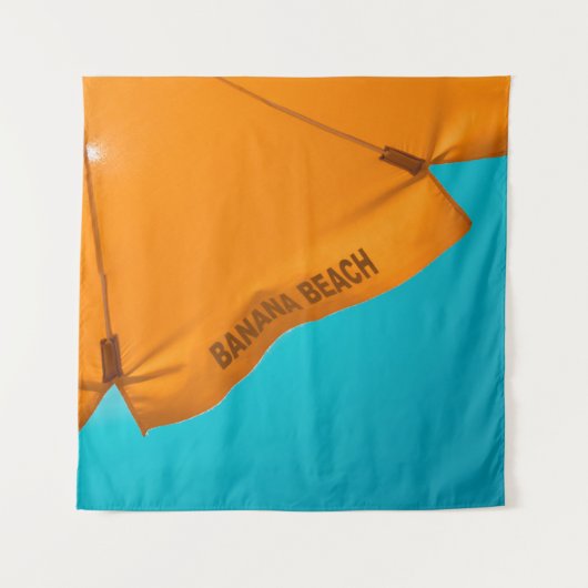 オレンジのビーチ印刷の傘 タペストリー (正面)