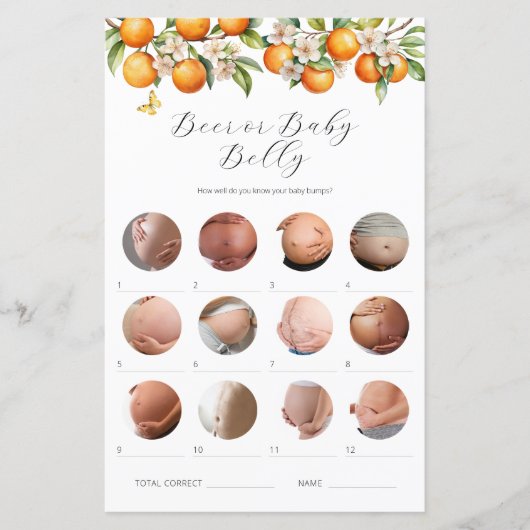 オレンジのビールまたはベビーベリーベイビーシャワーゲーム (正面)