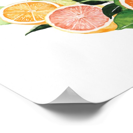 オレンジのフルーツキューティー ブライダルシャワーのウェルカムサイン ポスター (角)