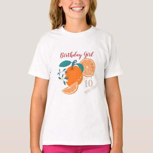 オレンジのフルーツバースデー Tシャツ (正面)