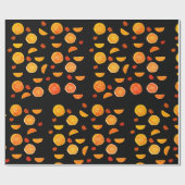 オレンジのフルーツパターン ラッピングペーパー (フラット)