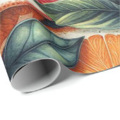 オレンジのフルーツボタニカル夏の水彩 ラッピングペーパー (ロールコーナー)