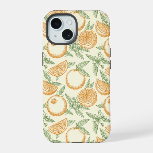 オレンジのフルーツ柄 iPhone 15ケース (裏面)