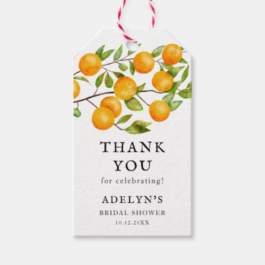 オレンジのフルーツ フレーバー ウェディング シャワーのギフトタグ ギフトタグ (正面)