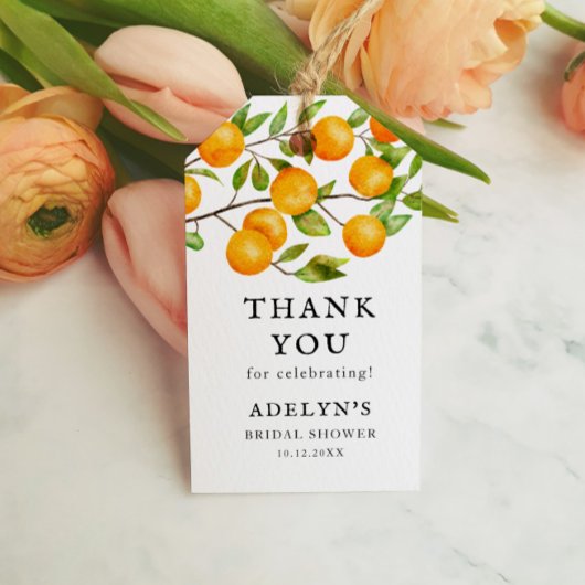 オレンジのフルーツ フレーバー ウェディング シャワーのギフトタグ ギフトタグ