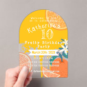 オレンジのフルーティーな10歳の誕生日招待状 アクリル招待状 (インサイチュ (ポータブル))