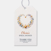 オレンジのフローラハートサンキューブライダルシャワー ギフトタグ (正面)