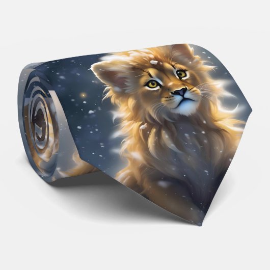 オレンジのフワフワのライオンの可愛さ。 ネクタイ (ロール)