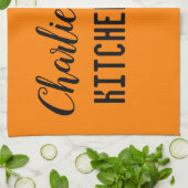 オレンジのブタ キッチンタオル (折り畳み)