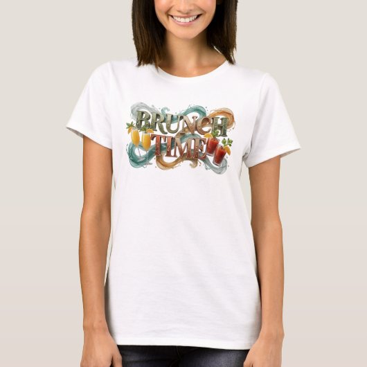 オレンジのブランチタイムTシャツデザイン Tシャツ (正面)
