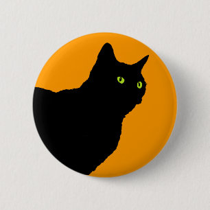オレンジのプロフィールの黒猫 缶バッジ