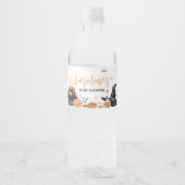 オレンジのベビーが可愛いハロウィーンの赤ちゃんシャワーを醸造している ペットボトルラベル (正面)