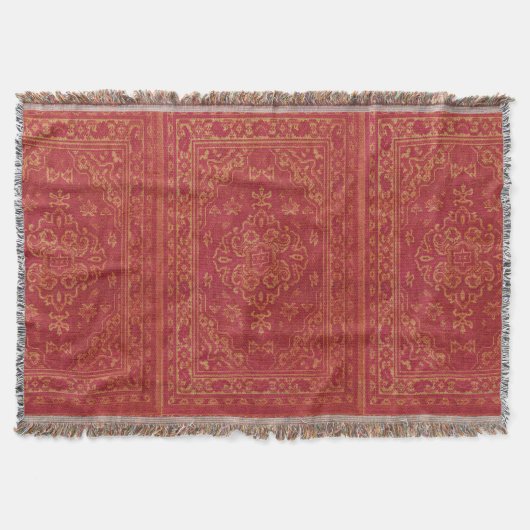 オレンジのペルシャ絨毯の一見 スローブランケット (正面)