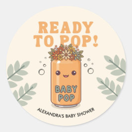 オレンジのボヘミアンかわいいベビーシャワー She's Ready to Pop ラウンドシール