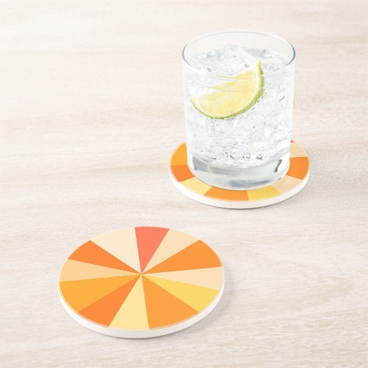 オレンジのポップアートのモダン60sファンキーで幾何学的な光線 コースター (側面)