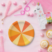 オレンジのポップアートのモダン60sファンキーで幾何学的な光線 ペーパープレート (パーティー)