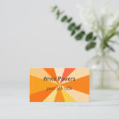 オレンジのポップアートのモダン60sファンキーで幾何学的な光線 名刺 (スタンド正面)