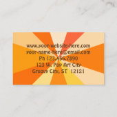 オレンジのポップアートのモダン60sファンキーで幾何学的な光線 名刺 (裏面)