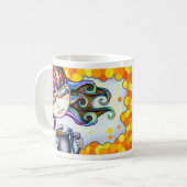 オレンジのポップ・アートのなマグ コーヒーマグカップ (正面左)
