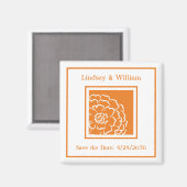 オレンジのマリゴールド結婚式の日付を保存 マグネット (正面/裏面)