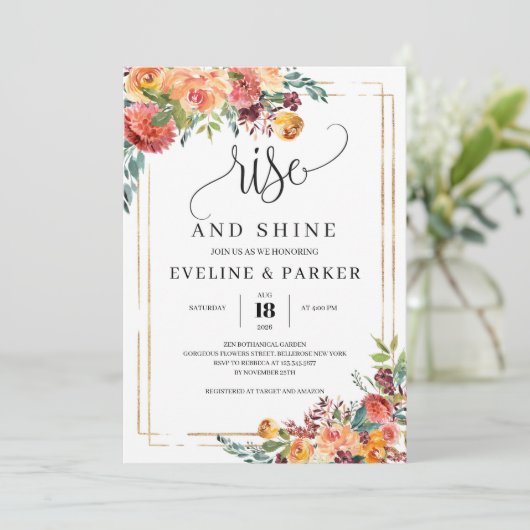 オレンジのマリーゴールドの花が咲き誇る招待状 招待状 (スタンド正面)