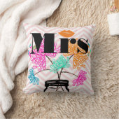 オレンジのミセス淡い色のリップピンクジグザグメイソンジャー クッション (ブランケット)