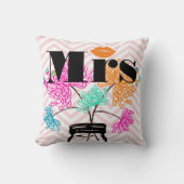 オレンジのミセス淡い色のリップピンクジグザグメイソンジャー クッション (正面)