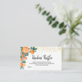 オレンジのメイン絞りブライダルシャワーアンダイスラッフル エンクロージャーカード (スタンド正面)