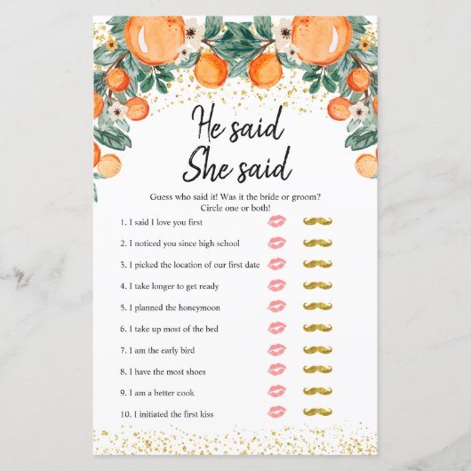 オレンジのメイン絞り彼は彼女はゲームカードを言った (正面)