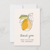 オレンジのモダンな植物学的な雰婚礼写真 サンキューカード (正面)