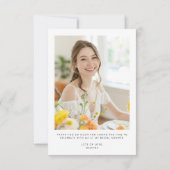 オレンジのモダンな植物学的な雰婚礼写真 サンキューカード (裏面)