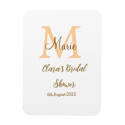 オレンジのモノグラム ブライダルシャワー 名前 現代 シンプル マグネット (縦)