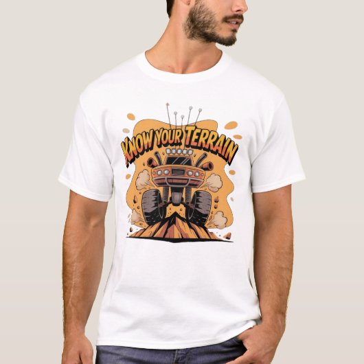 オレンジのモンスタートラックオフロード Tシャツ (正面)